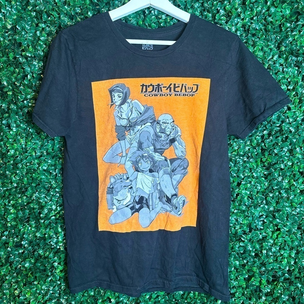 Cowboy Bebop T-Shirt Anime Manga Black Orange Space Spike Faye Spencers Medium